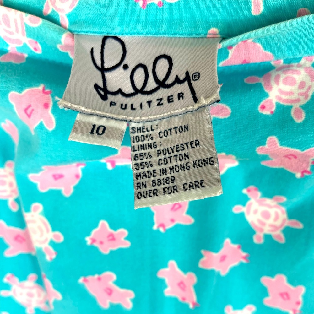 LILY PULITZER vintage fish turtles print skirt sz 10 - Picture 6 of 9
